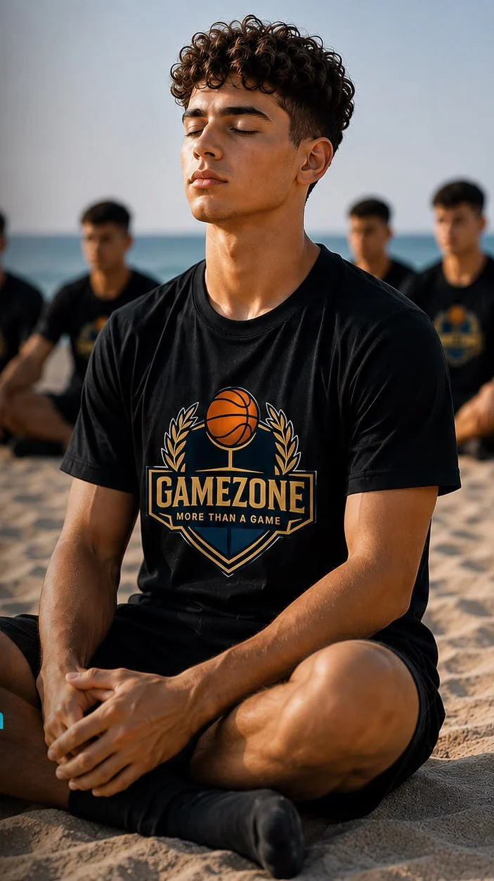 שחקן GameZone במדיטציה על חוף הים